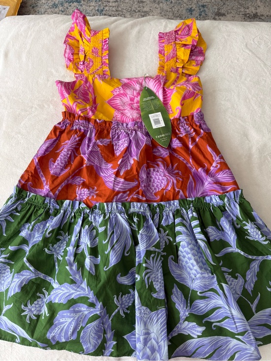 FARM Rio Dresses & Skirts - FARM Rio Tropical Swing Mix Mini Dress Tiered Ruffle Sleeves Size S NEW D90